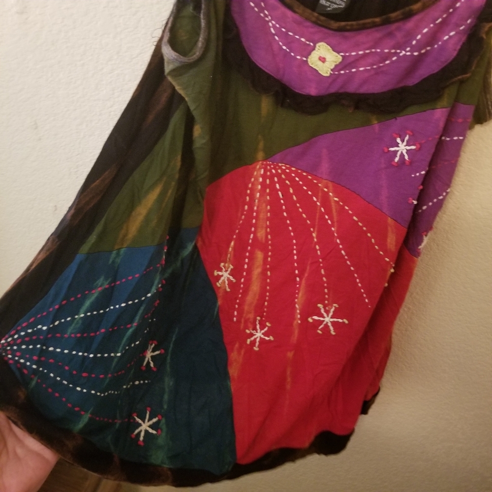 Boho Tie Dye Tank Top. Purple. Red. Black. Summer. Bohemian. - Picture 2 of 15